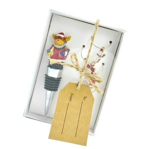 Christmas Reindeer <b>Wine</b> <b>Stopper</b> Set Aluminum Alloy Silver <b>Wine</b> Utensils Gift Boxed - Product Image 1