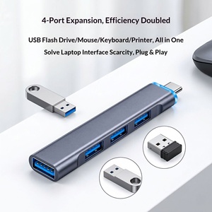 Adaptador Hub USB-C de 4 Puertos con USB 3.0 de Alta Velocidad, Compatible con <span class=keywords><strong>iPhone</strong></span> y Laptop, Base de Expansión Multifunción - Product Image 1
