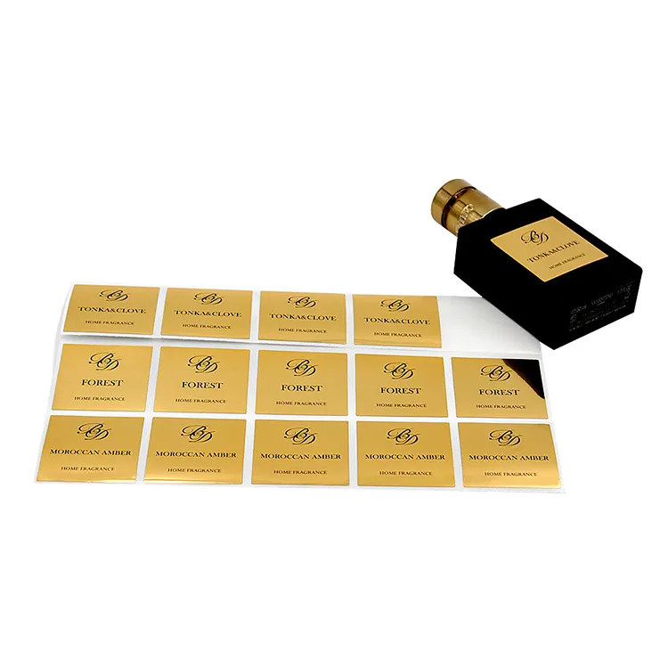 Label Logam Kustom 3d Stiker Logam Timbul Stiker Botol Parfum untuk Pengemasan