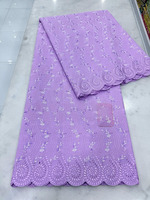 Tissu en dentelle suisse nigériane multicolore, tissu en coton brodé avec des strass pour les tenues traditionnelles