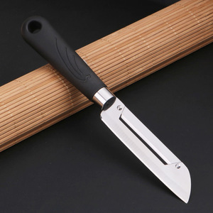 Stainless Steel Peeler Black Handle Dual Edge Paring Knife Fruit Vegetable Tool Kitchen Utensil - Product Image 1