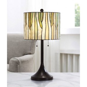 European Style Stained <strong>Glass</strong> Dome <strong>Table</strong> Lamp with Crystal <strong>Lighting</strong> Electric Bronze E26 Bulb Base for Elegant Home Decor - Product Image 3
