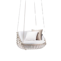 Lit suspendu d'extérieur moderne en rotin, type hamac, canapé balançoire, mobilier de jardin, avec corde de nettoyage amovible