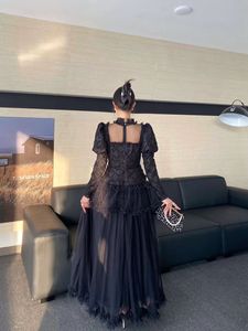 Bettergirl 2025 New Heavy industry sequin col rond <span class=keywords><strong>noir</strong></span> champignon bord <span class=keywords><strong>robe</strong></span> à manches longues - Product Image 6