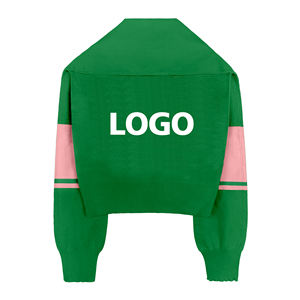 سترة نسائية كاجوال من الصوف محبوك ناعم مع تصميم مرقع سترة شتوية مع وضع الشعار الأمامي - Product Image 2