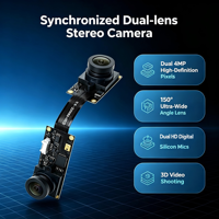 Cámara de Doble Lente con Obturador Rodante Sincronizado, Módulo Binocular USB de 4MP 150 °   Micrófonos de Silicona Dobles de Ángulo Amplio para Visión Estéreo 3D