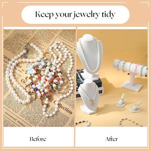 Custom Microfiber Leather Metal Frame Jewelry Display Sets Stand Mannequin <b>Necklace</b> Bracelet Props for Luxury Store Window - Product Image 5