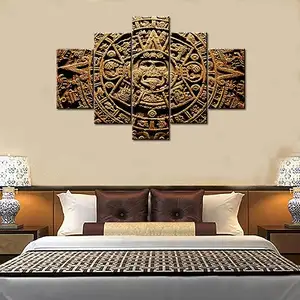 Multi Panel Calendario Azteca Canvas Wall Art Living Room Home Decor Ancient Mexican Artwork