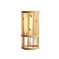 Lampe de table tissée de style japonais décoration d'intérieur lampe de bureau en bambou pour chambre à coucher salon
