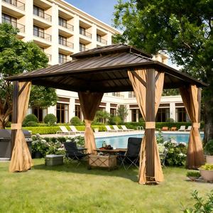Gazebo à toit rigide toutes saisons, double niveau, toit ventilé, <span class=keywords><strong>prix</strong></span> de gros d'usine avec rideaux - Product Image 1