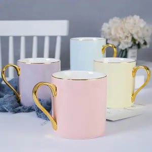 批发北欧豪华瓷制咖啡杯陶瓷奶杯定制茶杯彩色咖啡杯