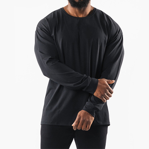 95 Cotton 5 Spandex Knitted Quick Dry Breathable Eco-Friendly Loose Fit Gym <b>Tshirt</b> High Quality <b>Long</b> Sleeve Sports Oversize - Product Image 4