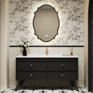 Exquisite and elegant lighting defogging intelligent <b>mirror</b> seamless basin solid wood floor standing bathroom cabinet - Product Image 1