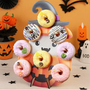 DAMAI Table Decor Halloween Dessert Display Shelf Cartoon Ghost Pumpkin Donut Wooden Shelf for Party Decorative Atmosphere - Product Image 3
