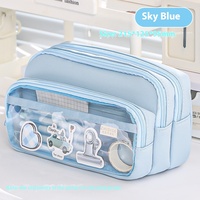 Nouveau sac de papeterie de grande capacité 1 pièce, sac de rangement pour crayons en acier, étui à crayons, sac de rangement cosmétique portable