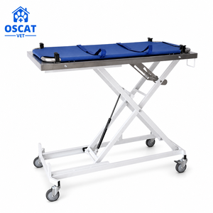OSCAT 304 Chariot de transport d'urgence pour animaux de compagnie en acier inoxydable avec élévateur pneumatique, équipement vétérinaire pour cliniques et hôpitaux - Product Image 1