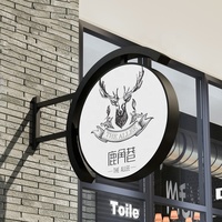 Kexian Enseigne Lumineuse LED Ronde Extérieure Personnalisable Double Face Imprimée pour Publicité Café / Magasin