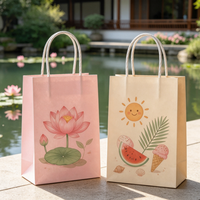 Sacs en papier kraft blanc et brun personnalisés en gros avec poignées pour la vente à emporter, la restauration rapide et le shopping