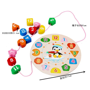 Montessori 3D phim hoạt hình động vật bằng gỗ hình học hình dạng đầu giáo dục Khối câu đố đồ chơi kỹ thuật số thời gian báo động đồng hồ đồ chơi cho trẻ em - Product Image 3