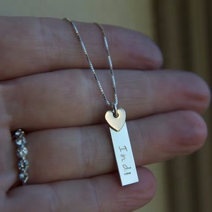 MECYLIFE-Collar personalizado de plata con abalorio de corazón, joyería estampada a mano, regalo personalizado de metal mixto - Product Image 4