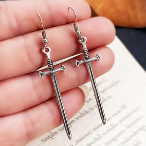 Punk <b>Sword</b> Drop Earrings Antique <b>Silver</b> Plated Alloy Unisex Fashion Jewelry - Product Image 3