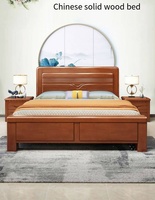 Lit en bois massif, prix de gros usine, ensemble de meubles de chambre pour hôtel et appartement, lit double king size en bois massif