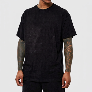Camiseta Oversize de Alta Calidad para Hombre, Estilo Urbano, Algodón/Bambú, Manga Corta, Cuello Redondo, Diseño en la Espalda - Product Image 1