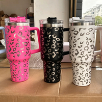 Gobelet isotherme en acier inoxydable à double paroi H2.0 de 40 oz avec logo personnalisé, blanc, pour l'aventure, le voyage, le café, avec poignée