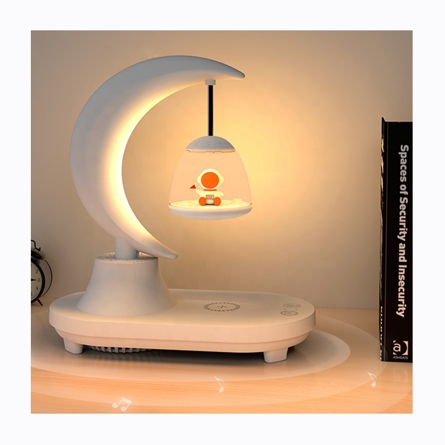 New 7 Color Astronauts Wireless Charger Music Boxes Speaker Table Led Usb Touch Rechargeable Beside Night Light Lamp