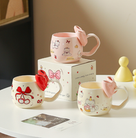 Mug en porcelaine motif chat de dessin animé mignon avec nœud, capacité 600 ml, sans danger pour les aliments, compatible micro-ondes, anti-fuite, tasse à café très vendue pour filles, usage domestique
