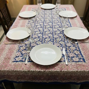 Floral Printed <b>Tablecloth</b> Blue Pink Cotton Dining Table Cover Decorative Table Linen Kitchen Decor <b>Washable</b> Table Cover - Product Image 1