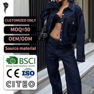 Conjuntos Casuales de Mezclilla para Mujer, Conjunto de 2 Piezas Personalizado con Logotipo - Product Image 1