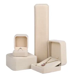 RTS Stock High Quality Velvet Jewelry Packaging Box Classic Octagon Multi-color Ring Bangle Box