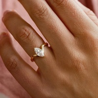 Anillo de Compromiso Solitario con Diamante Cultivado en Laboratorio de 3 Quilates, Corte Marquesa, con Tallo Dividido, Oro Sólido de 10K/14K/18K, Certificado IGI, CVD/HPHT, Personalizado
