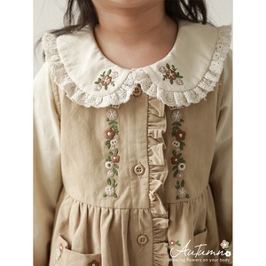 YOEHYAUL Q3245 autunno cotone ricamato per bambine e bambine camicetta abito <span class=keywords><strong>senza</strong></span> <span class=keywords><strong>maniche</strong></span> all'ingrosso per ragazze <span class=keywords><strong>camicia</strong></span> Top Dress Set - Product Image 4