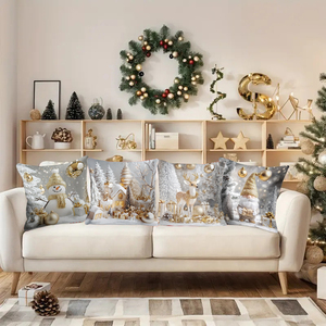 Housses de coussin personnalisées de Noël en 100 % polyester – Douces et polyvalentes pour la maison, l'extérieur et l'hôtel, avec fermeture éclair moderne - Product Image 2