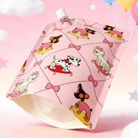 Pochette Doypack personnalisée rose avec motif chien de dessin animé pour shampoing pour animaux de compagnie et détergent liquide – Emballage de recharge