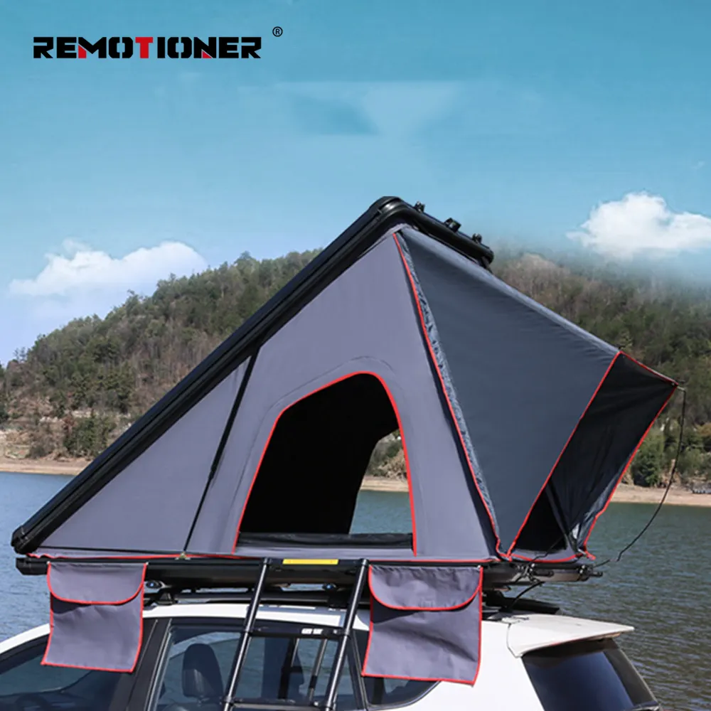 삼각형 알루미늄 쉘 완전 자동 접이식 자동차 지붕 텐트 야외 캠핑 자율 주행 SUV 자동차 루프탑 텐트