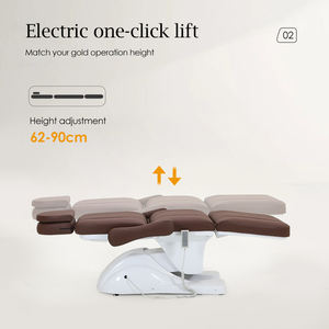 Table de massage électrique réglable moderne en cuir marron 3/4 motorisée pour esthéticienne, lit de spa pour cils et soins du visage, chaise cosmétique pour salon de beauté - Product Image 3