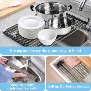 Égouttoir à vaisselle pliable en acier inoxydable pour évier, tapis de séchage pour l'organisation du comptoir de <span class=keywords><strong>cuisine</strong></span> - Product Image 4