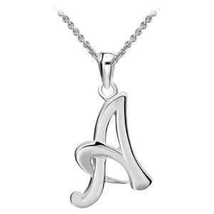 JM Fashion Sterling 925 Silver Necklace Pendant Charm Alphabet Letter Chain Cubic Zircon Polish 925 Silver Necklace For Women