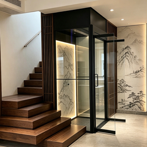 Ascensor Residencial sin Barreras para Personas Mayores y con Discapacidad, Marco Negro, Cristal, Elevador Personalizado para Viviendas y Villas - Product Image 1