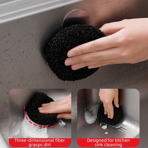 Éponge de nettoyage noire en PET pour usage domestique, tampon à récurer robuste pour le nettoyage des calcaires, éponge à récurer pour la cuisine - Product Image 2