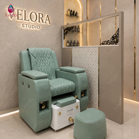 Ensemble de mobilier de salon de coiffure de luxe sur mesure Sundo, miroir de coiffage rétroéclairé par LED, poste de réception, design de salon de beauté