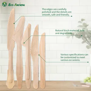 Biodegradable Disposable Wooden Knife With Paper Bag For Household