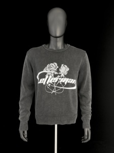 Suéter de punto con gráfico personalizado, impresión de logotipo totalmente personalizada, suéter de cuello redondo de alta calidad con efecto desgastado para hombres y mujeres jóvenes a la moda. - Product Image 6