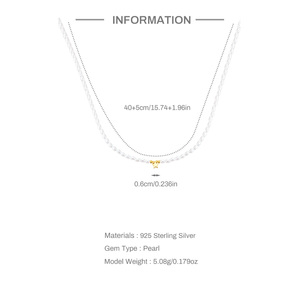 Collana all'ingrosso di moda europea e americana in argento sterling 925 a cinque punte con stella amore luna collana di perle miglio - Product Image 6