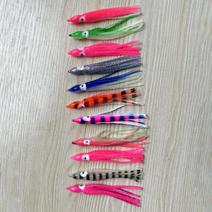 Pêche à la traîne à l'aide de jupes de poulpe et de calmars lumineux jupe personnalisée 10cm sac à fermeture éclair en plastique souple lac artificiel lac bateau - Product Image 2