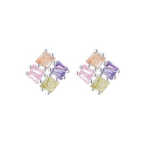 Pendientes de Plata de Ley 925 Hengdian, Estilo Vintage, Forma de Corazón, Bloques de Color, Circonita Cúbica, para Mujer, Bodas y Fiestas, Regalo - Product Image 2