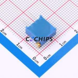 Résistance/potentiomètre réglable 3296X-202, composant traversant (THT)-3P, 9,5x4,8 mm, résistance 2 kOhm, 10 %, 500 mW, 250 ppm/ ℃ - Product Image 2